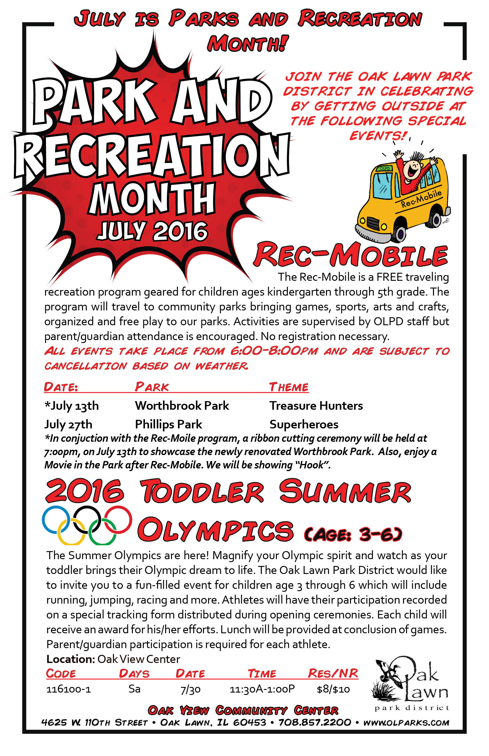 Parks and Rec Month and Rec Mobile Poster 2016