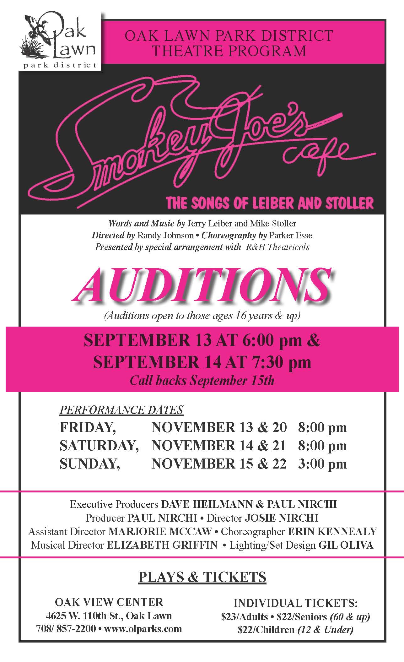 Smokey Joes Audition Poster